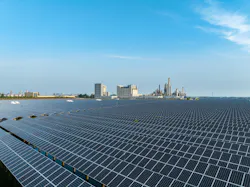 Chemical plant partially powered by adjacent solar field. Chemical plant partially powered by adjacent solar field.