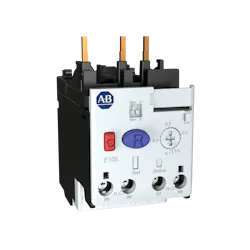 The Allen-Bradley E100 electronic overload relay includes increased accuracy and repeatability, a self-powered design with lower heat dissipation, and certifications to comply with many applications. The Allen-Bradley E100 electronic overload relay includes increased accuracy and repeatability, a self-powered design with lower heat dissipation, and certifications to comply with many applications.