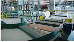 Shingle manufacturing at GAF. Shingle manufacturing at GAF.