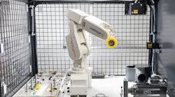 Fraunhofer Institute used a Mitsubishi Electric robotic arm, an optical laser scanner and a controller equipped with AI software to develop an AI-driven grinding system for Düspohl, a German manufacturer of wrapping machines. Source: Frauenhofer Institute