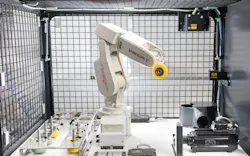 Fraunhofer Institute used a Mitsubishi Electric robotic arm, an optical laser scanner and a controller equipped with AI software to develop an AI-driven grinding system for Düspohl, a German manufacturer of wrapping machines. Source: Frauenhofer Institute Fraunhofer Institute used a Mitsubishi Electric robotic arm, an optical laser scanner and a controller equipped with AI software to develop an AI-driven grinding system for Düspohl, a German manufacturer of wrapping machines. Source: Frauenhofer Institute