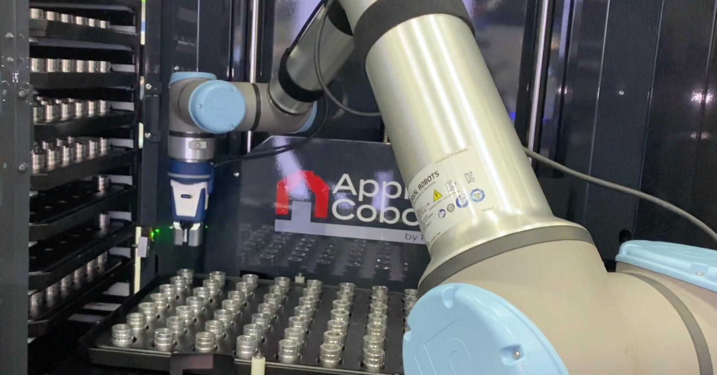 The Cobot Feeder provides a standardized platform for storing, staging and safely delivering parts into a position where they can be consistently loaded and unloaded with a cobot.