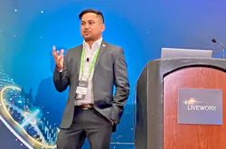 Rashitha Jayasekara, chief of digital manufacturing at Rolls-Royce speaking at PTC’s LiveWorlx 2023 event. Rashitha Jayasekara, chief of digital manufacturing at Rolls-Royce speaking at PTC’s LiveWorlx 2023 event.