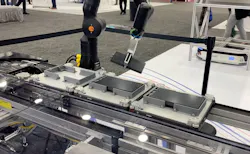 The Bosch Rexroth Flexible Transport System on display at Automate 2023. The Bosch Rexroth Flexible Transport System on display at Automate 2023.