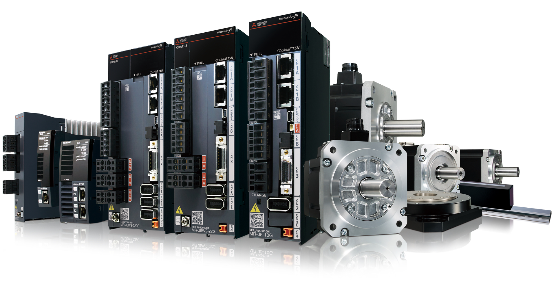 Mitsubishi Electric&rsquo;s lineup of MR-J5 servo technologies.