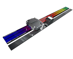 Figure 2. An LIP 6000 Dplus linear encoder alongside a GAP encoder, showing the gradations used for Multi-DOF measurements. Source: Heidenhain Figure 2. An LIP 6000 Dplus linear encoder alongside a GAP encoder, showing the gradations used for Multi-DOF measurements. Source: Heidenhain