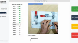 The Rapta platform follows the assembly process through each step, verifying that the process has been done correctly and warning the operator if any steps are missed or performed incorrectly.