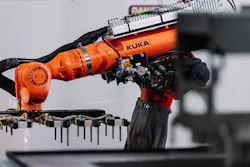 An articulated KUKA robot loads and unloads the PECM chamber, relying on advanced kinematics found in TwinCAT 3 automation software. (© Beckhoff, 2024) An articulated KUKA robot loads and unloads the PECM chamber, relying on advanced kinematics found in TwinCAT 3 automation software. (© Beckhoff, 2024)