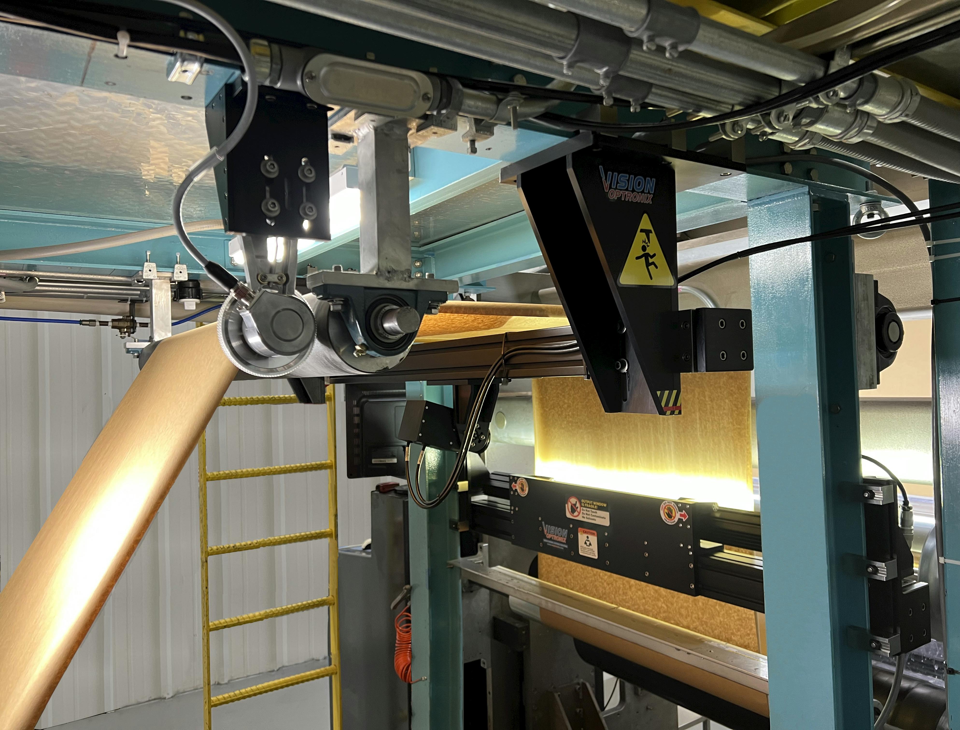 The installed wrinkle detection system in the customer&rsquo;s web coater. Source: Vision Optronix/Teledyne Dalsa