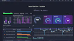 Dashboard overviews a pulp and paper company's global plants, allowing plant managers to dive into real-time OEE data collected through a digital thread. Image Source: Iota Software. Dashboard overviews a pulp and paper company's global plants, allowing plant managers to dive into real-time OEE data collected through a digital thread. Image Source: Iota Software.