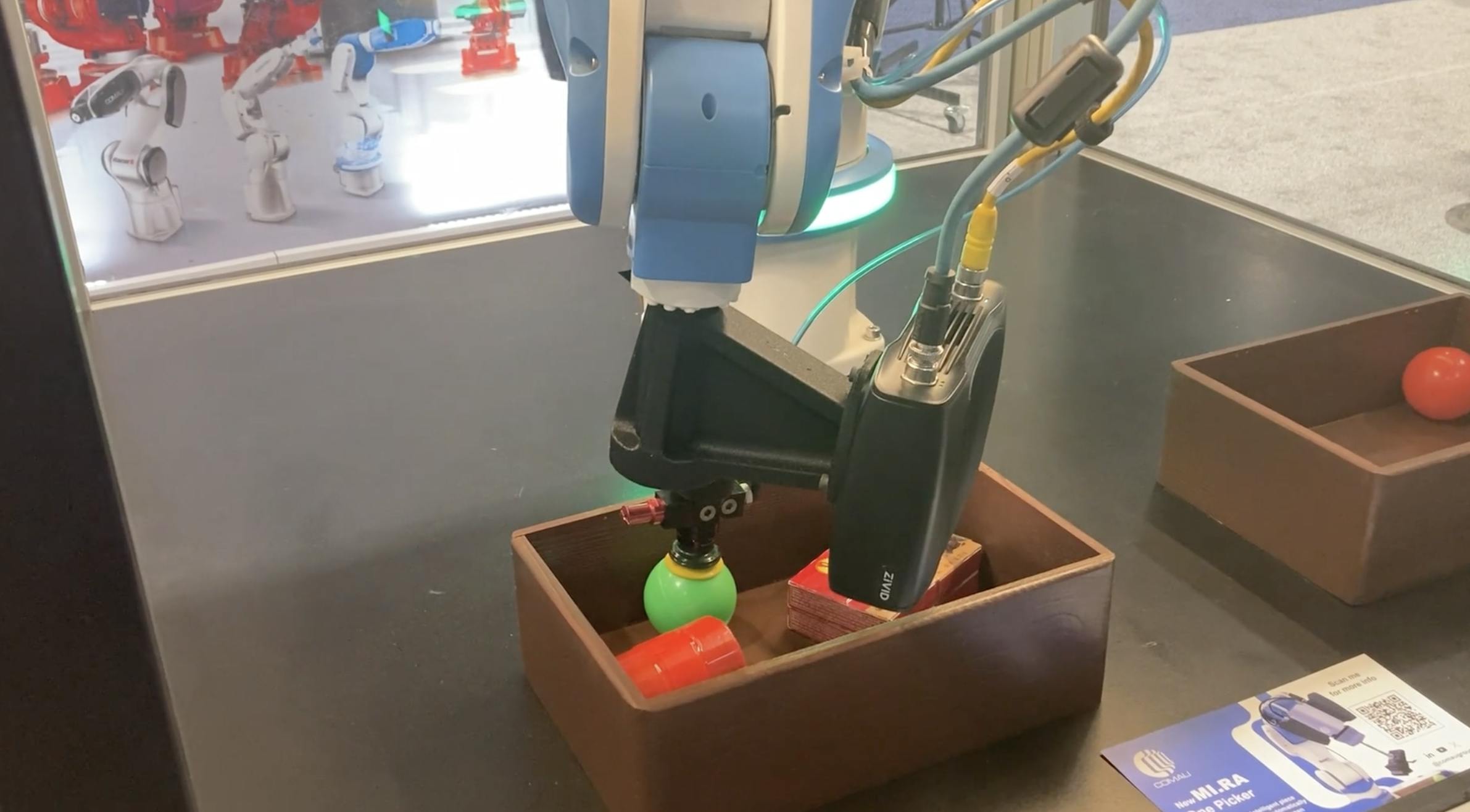 Comau's MI.RA OnePicker intelligent vision-assisted picking robotic system on display at Automate 2024.