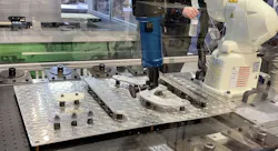 This robot work cell developed by AMT Precision Parts features Kawasaki robots using off-the-shelf tools for applications such as polishing, routing, drilling, grinding and deburring. This robot work cell developed by AMT Precision Parts features Kawasaki robots using off-the-shelf tools for applications such as polishing, routing, drilling, grinding and deburring.