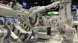 The new ABB IRB 7710 robot exhibiting its assembly capabilities at Automate 2024. The new ABB IRB 7710 robot exhibiting its assembly capabilities at Automate 2024.