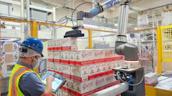 UR20, along with UR30, are Universal Robots' new-generation, high-payload cobots. Here, the UR20 is being used for palletizing at the Bob's Red Mill facility.
