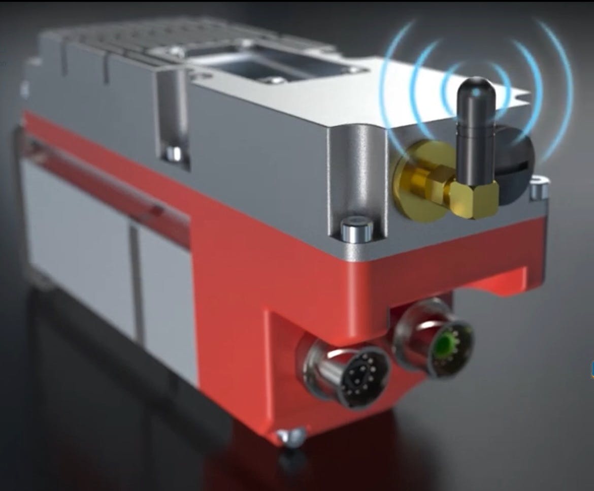 The Siboni PL4 servo motor with CoreTigo&rsquo;s IO-Link Wireless.
