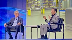 Rockwell Automation's Blake Moret (left) and Nvidia's Rev Lebaredian at Automation Fair 2024.