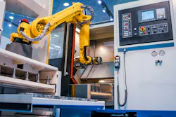 Automated production cell with robot arm Automated production cell with robot arm