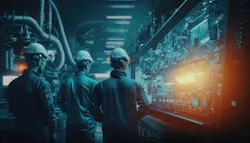 connected workers in a factory connected workers in a factory