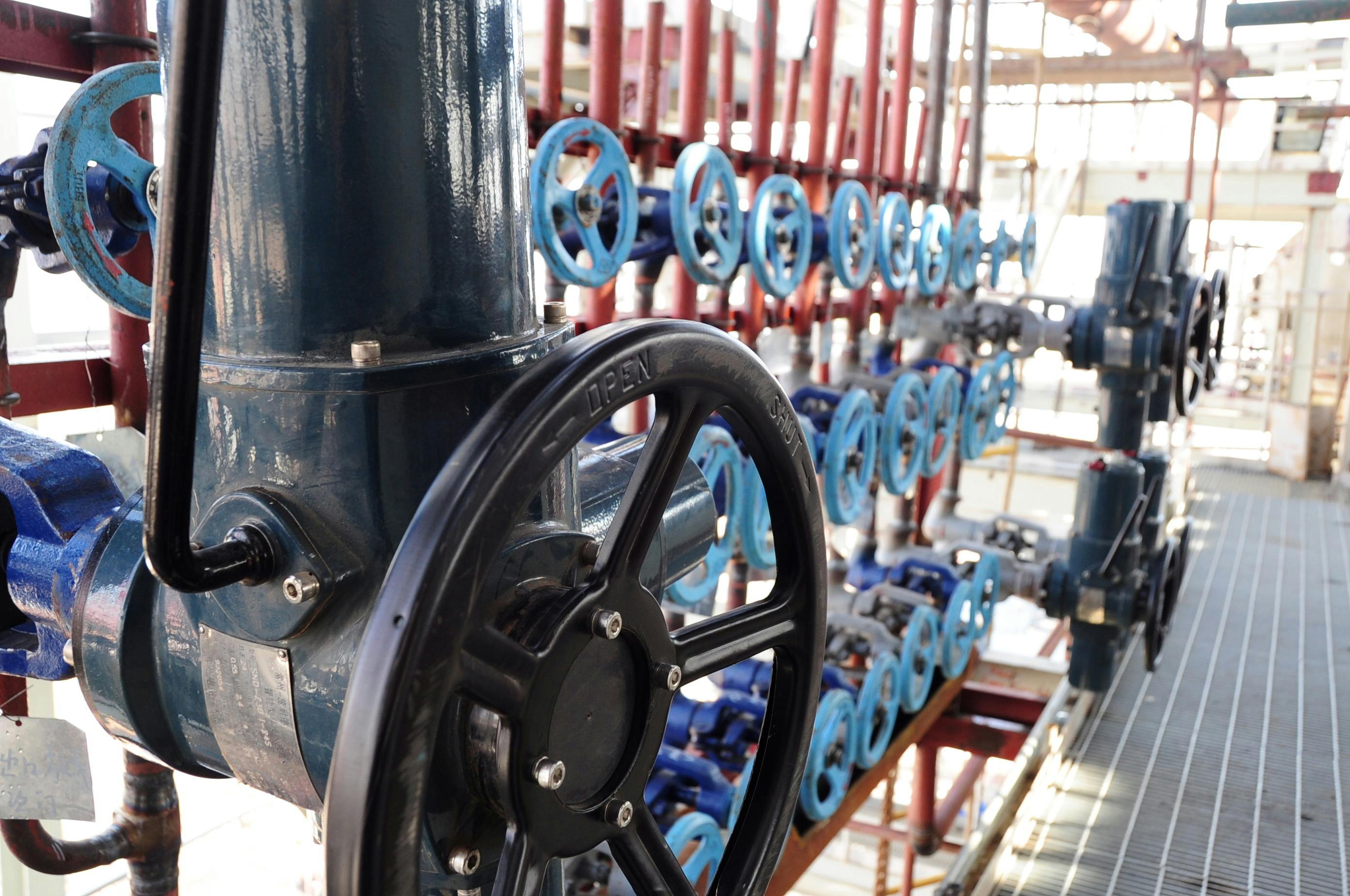 valves in a processing facility