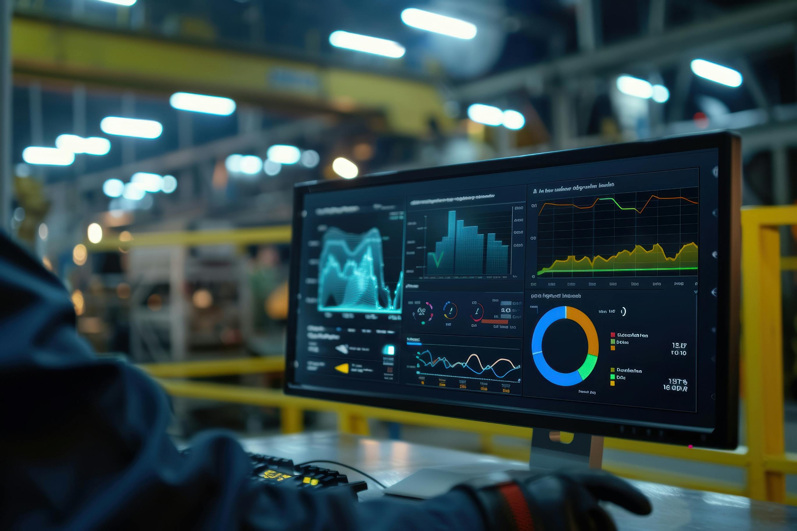manufacturing engineer reviewing SCADA/HMI screen
