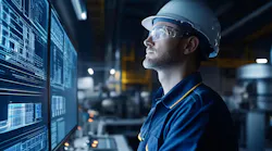 Industrial engineer viewing operational data