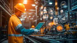 Engineer gathering data from multiple connected devices in a manufacturing operation Engineer gathering data from multiple connected devices in a manufacturing operation