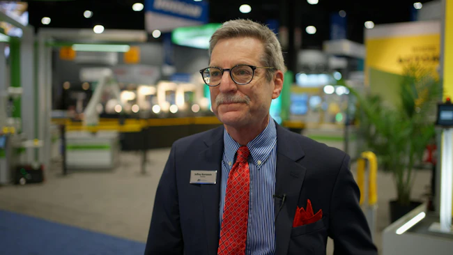 Jeff Burnstein, president of Association of Advancing Automation, on the exhibition hall of the Automate show in 2024.