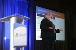 Carole Franklin, secretary of ISO/TC 299/WG 12, speaking at prior A3 events. Image credit: Abbey Hogan, Outlook Marketing.