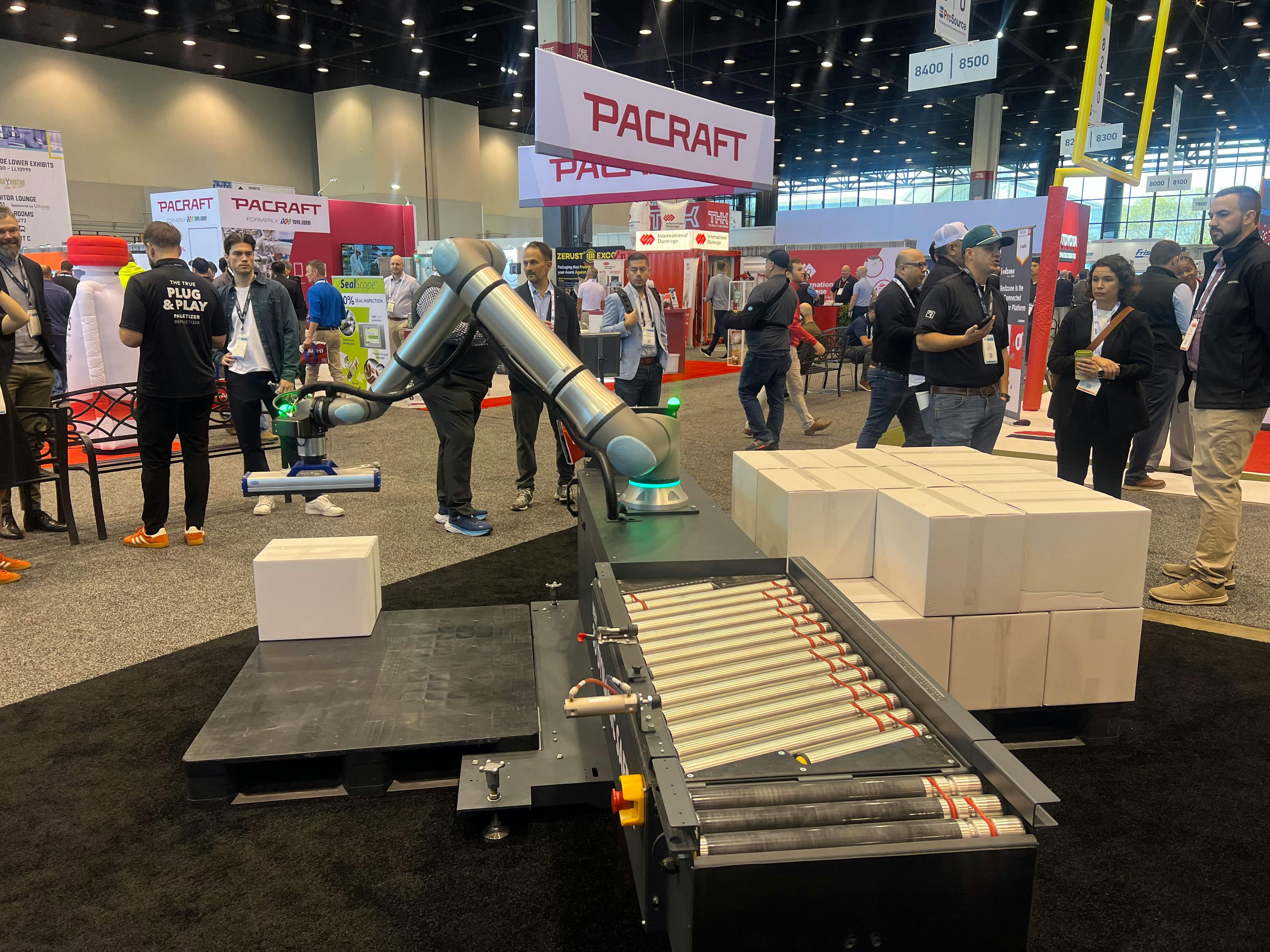 The new beRobox PALTZ.CS25 collaborative palletizer showcased at PACK EXPO 2026 in Chicago. Photo credit: Sarah Mattalian.