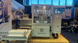 The Model T012 Automatic PreStretched Film Rewinder showcased at PACK EXPO 2026 in Chicago. Photo credit: Sarah Mattalian.